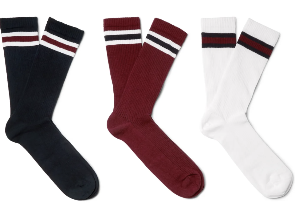 Three-Pack Bjorn Striped Cotton-Blend Socks