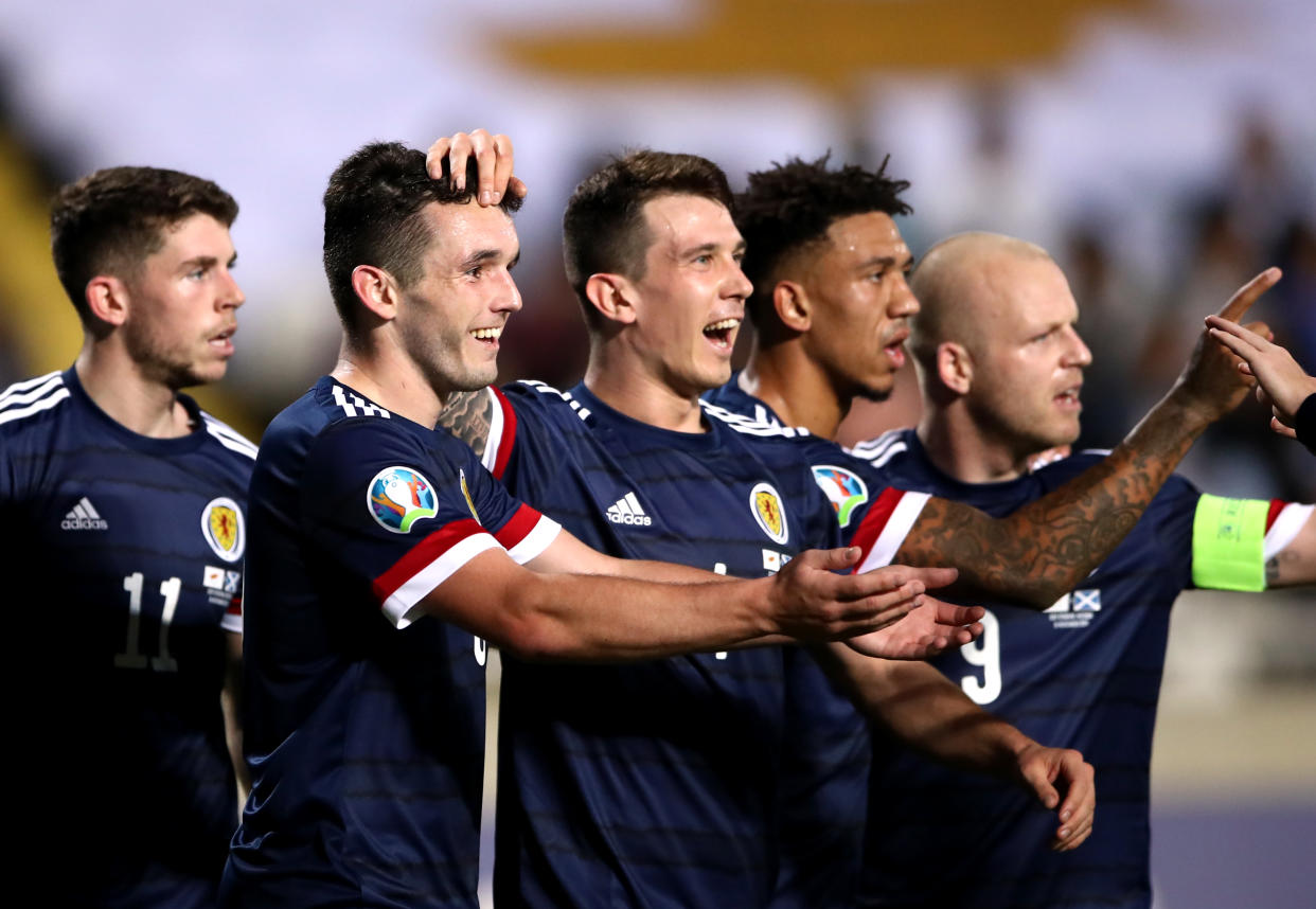 Scotland's John McGinn celebrates scoring his sides second goal. (Credit: Getty Images)