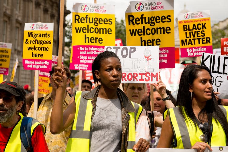 <span class="caption">The Windrush scandal revealed wider problems with the way the Home Office and its hostile environment policy treats immigrants and asylum seekers.</span> <span class="attribution"><a class="link " href="https://www.shutterstock.com/image-photo/london-uk-16th-july-2016-editorial-465647225" rel="nofollow noopener" target="_blank" data-ylk="slk:John Gomez/Shutterstock;elm:context_link;itc:0;sec:content-canvas">John Gomez/Shutterstock</a></span>