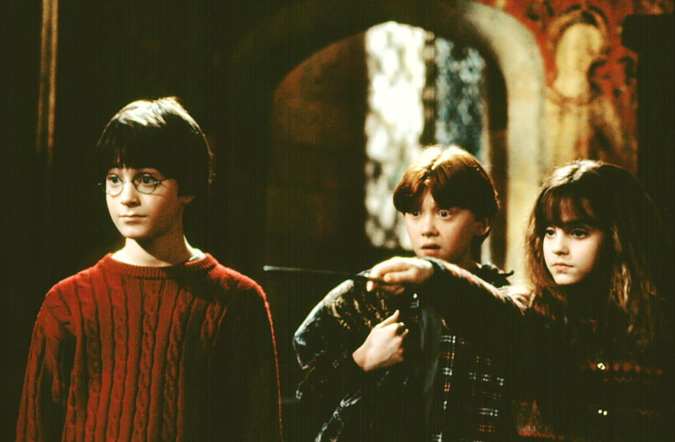Daniel Radcliffe, Rupert Grint, Emma Watson in “Harry Potter and the Sorcerer’s Stone” - Credit: Courtesy Everett Collection