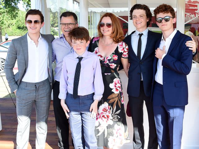 <p>David M. Benett/Dave Benett/Getty</p> Tom Holland, Dominic Holland, Paddy Holland, Nicola Holland, Sam Holland and Harry Holland at the Audi Polo Challenge in 2018