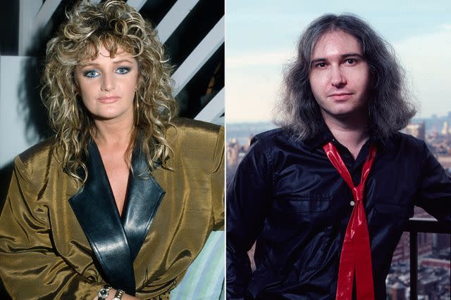 <p> Gie Knaeps/Getty; Gary Gershoff/Getty</p> Bonnie Tyler and Jim Steinman in the '80s