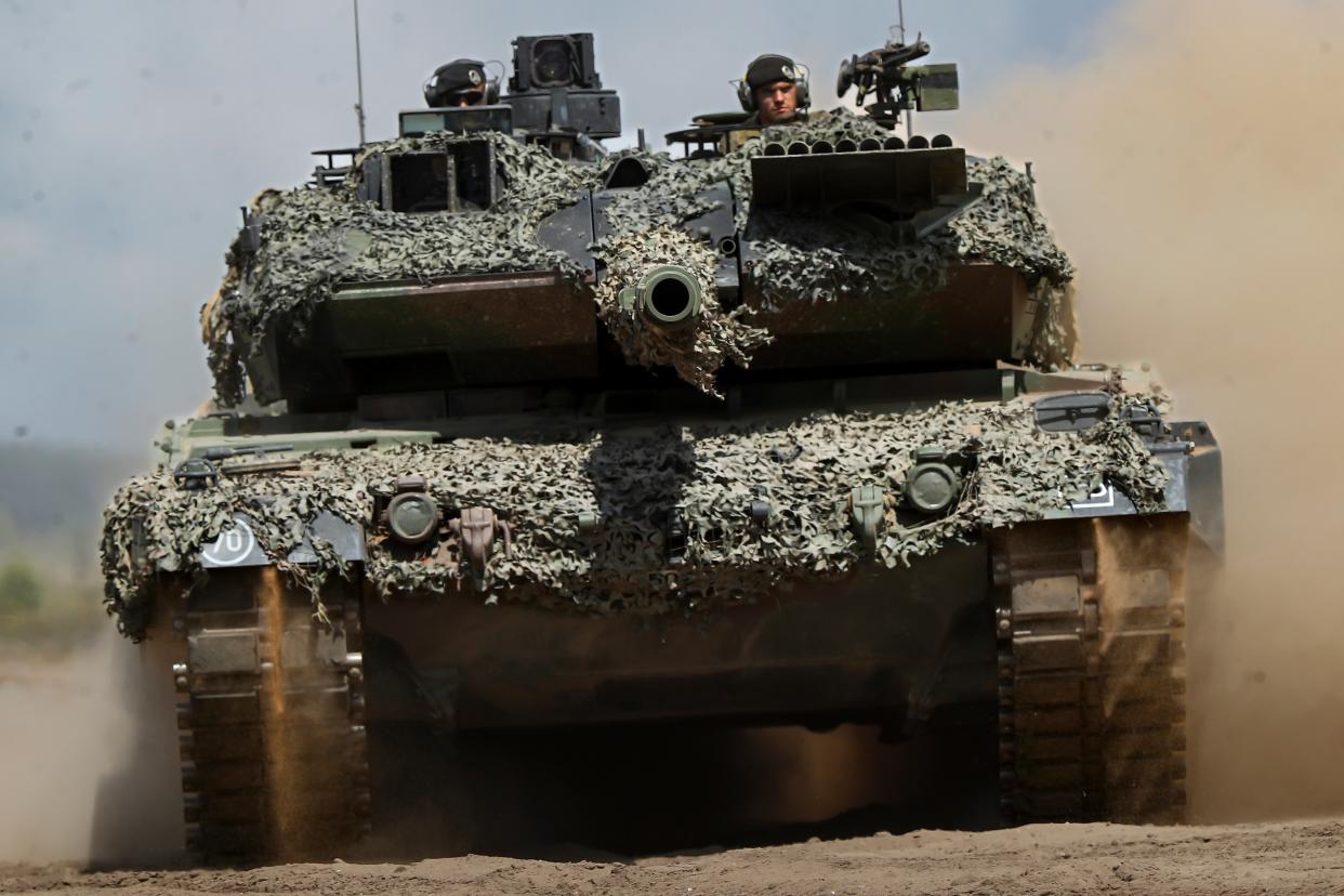 A Germany army Main battle tank Leopard 2 (Copyright 2023 The Associated Press. All rights reserved.)