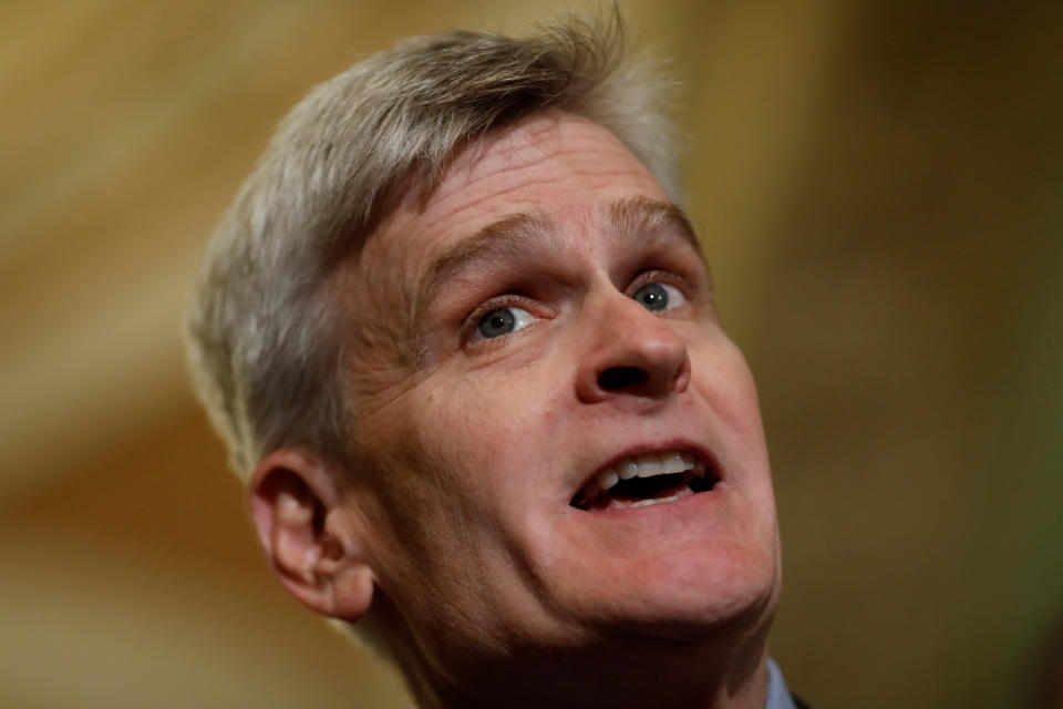 Sen. Bill Cassidy (R-La.) speaks with reporters about the Cassidy-Graham healthcare bill.
