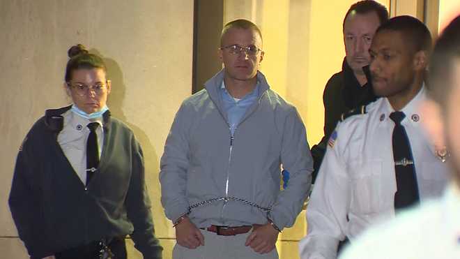 Aidan Kearney, of Holden, who blogs under the name "Turtleboy," is pictured in court after his arrest.