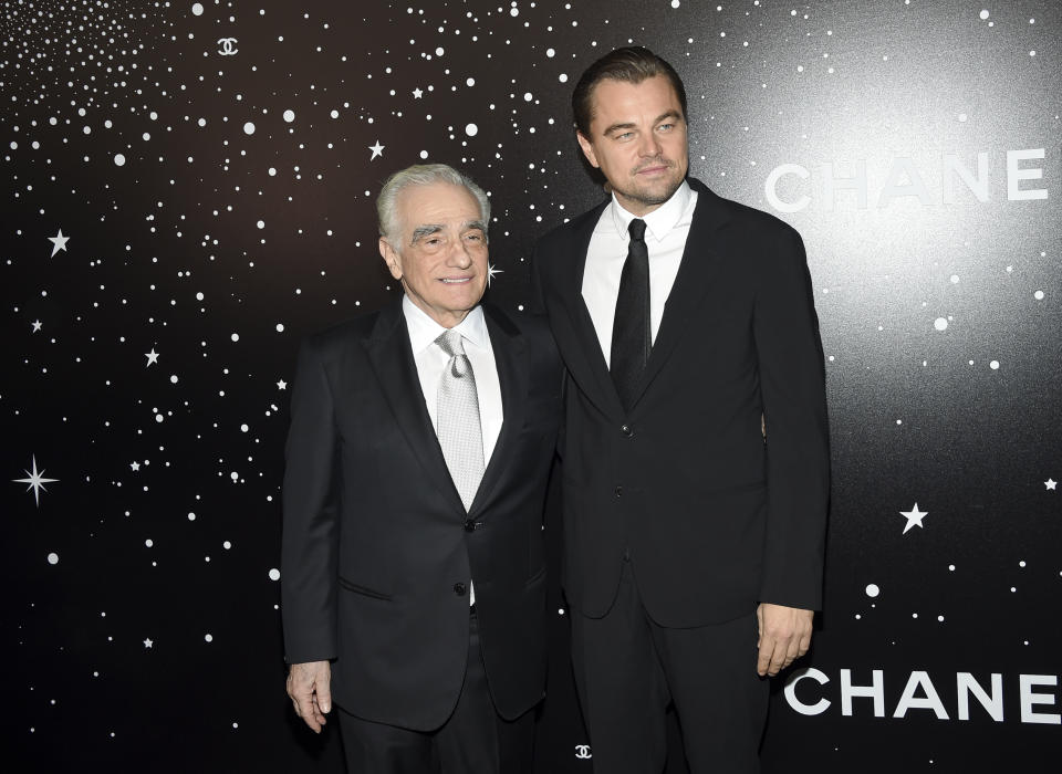 Honoree Martin Scorsese, left, poses with actor Leonardo DiCaprio at the Museum of Modern Art Film Benefit tribute to Martin Scorsese, presented by Chanel, on Monday, Nov. 19, 2018, in New York. (Photo by Evan Agostini/Invision/AP)