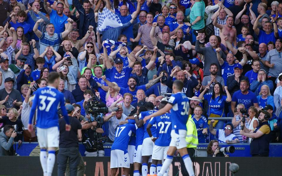 Abdoulaye Doucoure celebrates scoring Everton's goal - PA