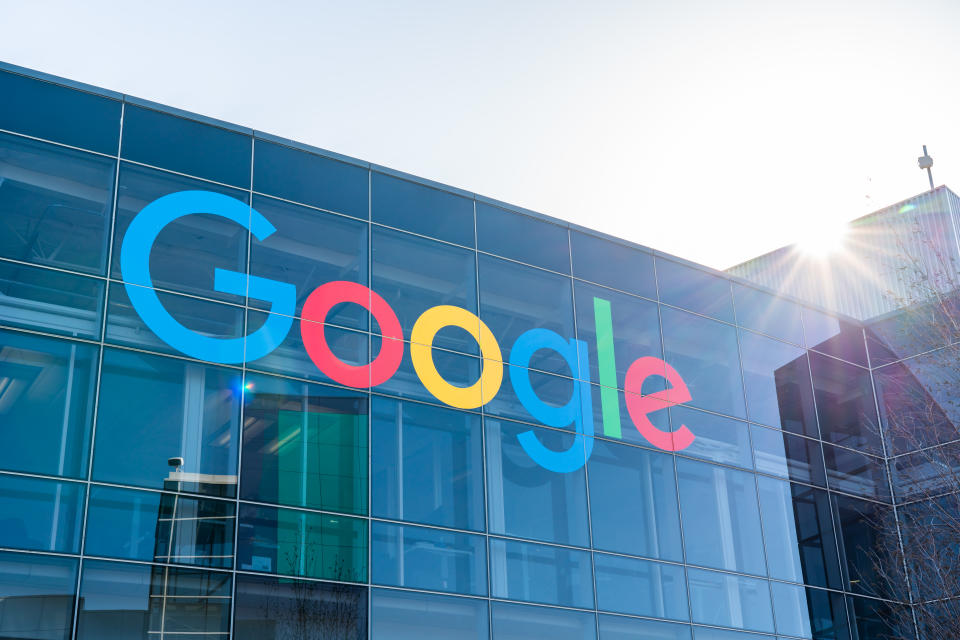 Google logo seen at Googleplex, the corporate headquarters complex of Google and its parent company Alphabet Inc. in Mountain View, Calif. (Alex Tai/SOPA Images/LightRocket via Getty Images)