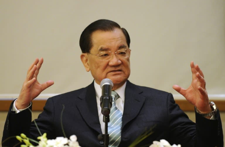 Taiwan's former vice president Lien Chan speaks during a press conference in Beijing, in 2013