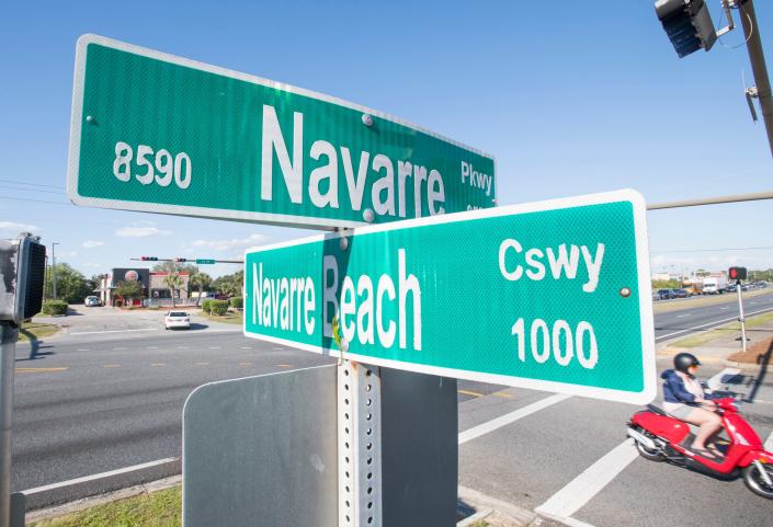 The intersection of Navarre Parkway and Navarre Beach Causeway is pictured in April 2019.