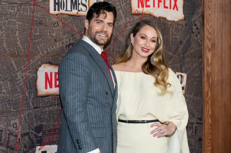 Henry Cavill (L) confirmed he is expecting his first child with his girlfriend, Natalie Viscuso. File Photo by Gabriele Holtermann/UPI