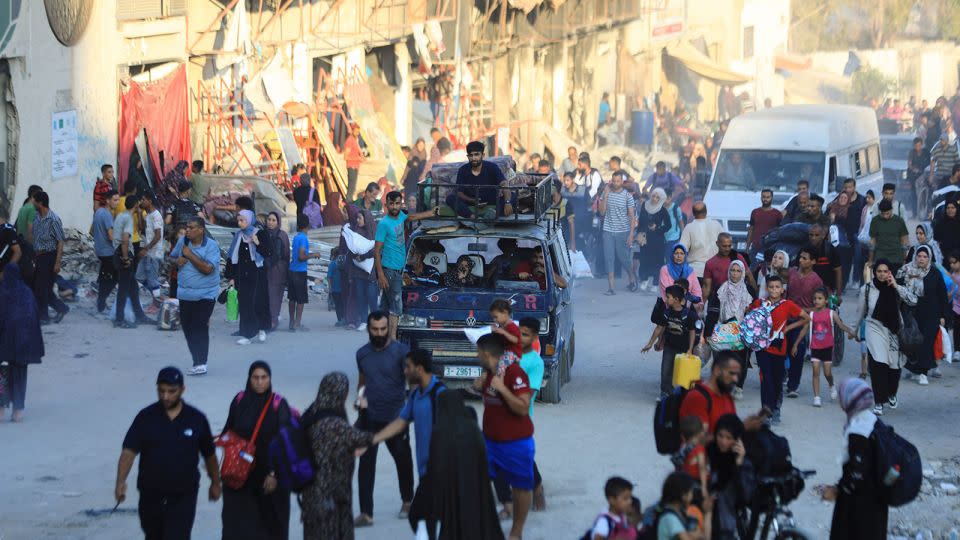 Palestinians flee the eastern part of Gaza City after they were ordered by the Israeli army to evacuate their neighborhoods on July 7, 2024. - Dawoud Abu Alkas/Reuters