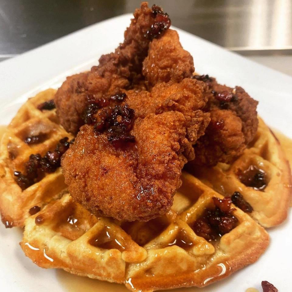 Chicken and Waffles being served up at The Pour Farm Tavern & Grille.