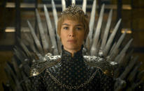 This image released by HBO shows Lena Headey as Cersei Lannister in a scene from "Game of Thrones." The final season premiers on Sunday. (HBO via AP)