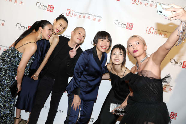 L-R: Winnie Chang, Shu Pei, Jason Wu, Angelica Cheung, Ju Xiao Wen, Tina Leung at the China Fashion Gala. Photo: Starpix/<em>Courtesy of China Institute</em>