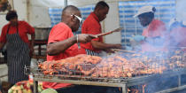 <b>Jerk Chicken, Jamaica</b> Chicken on the bone, slathered in spices (the recipes vary and are usually family secrets), all cooked over in large BBQ pits. The smoky flavour is addictive.