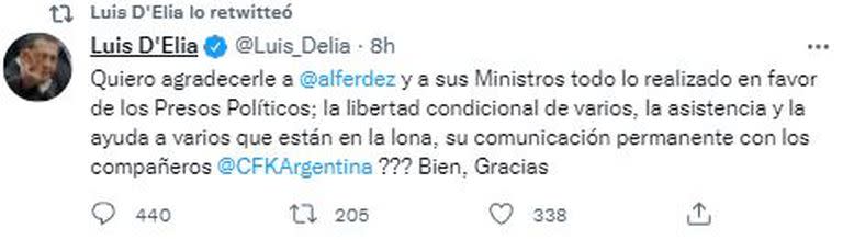 “¿Cristina Kirchner? Bien, gracias”: el nuevo reproche de Luis D’Elía a la vicepresidenta.