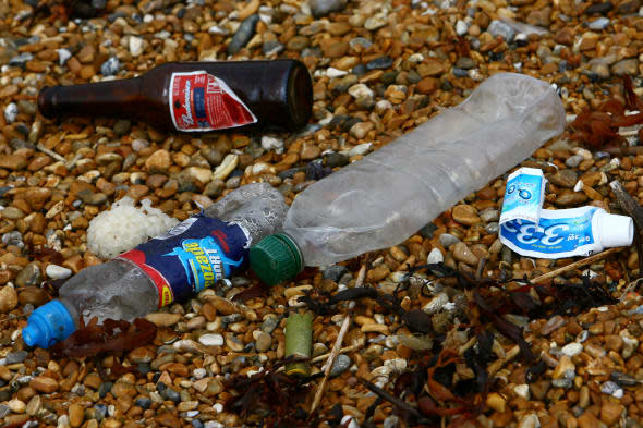 Litter on British beaches