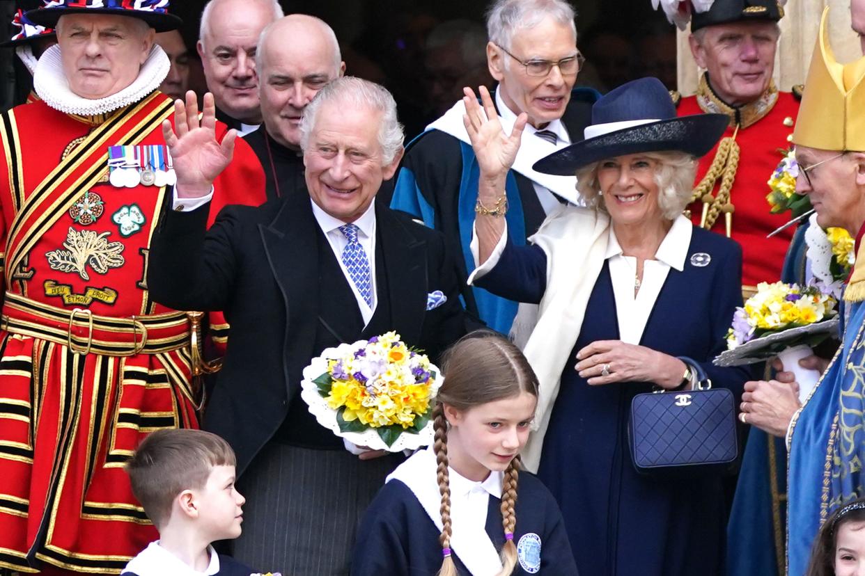 King Charles III and the Queen Consort attending the Royal Maundy Service at York Minster where the King will distribute the Maundy Money. Picture date: Thursday April 6, 2023.