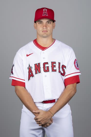 This is a 2021 photo of Chris Rodriguez of the Los Angeles Angels baseball team.