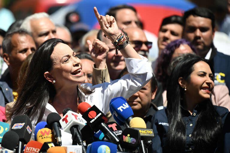 La encarcelada líder opositora Maria Corina Machado (Photo by Federico Parra / AFP)