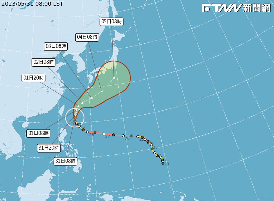氣象局透露，颱風瑪娃最快明晚有機會解除海警。（圖／中央氣象局）
