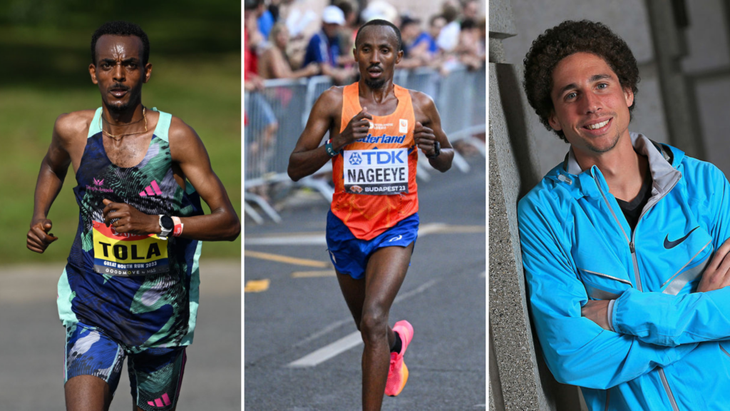 <span class="article__caption">Tamirat Tola, Abdi Nageeye, and Cam Levins.</span> (Photo: Stu Forster, Getty & Andy Astfalck, Getty & Doug Pensinger, Getty)