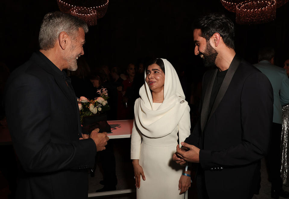 George Clooney catches up with Malala Yousafzai at MPTFs Night Before party