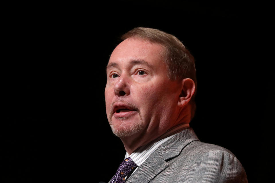 Jeffrey Gundlach, CEO of DoubleLine Capital LP, presents during the 2019 Sohn Investment Conference in New York City, U.S., May 6, 2019. REUTERS/Brendan McDermid