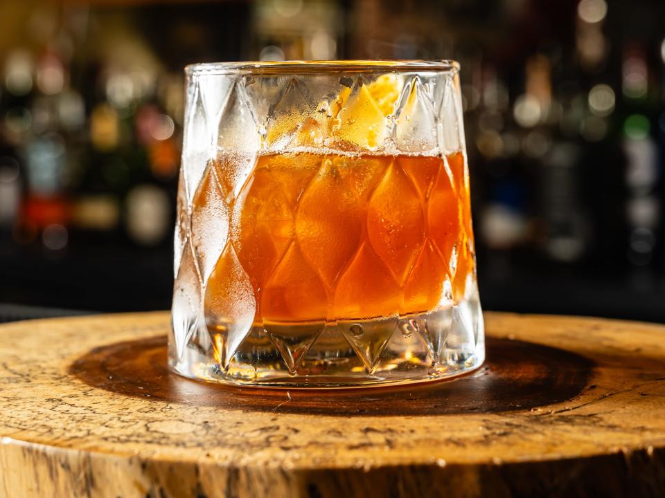 old fashioned cocktail on a bar