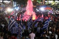 People in Athens celebrate a 'No' vote in the Greek referendum