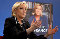 Marine Le Pen, French National Front (FN) candidate for 2017 presidential election, speaks during an interview with Reuters in Paris, France, May 2, 2017. REUTERS/Charles Platiau