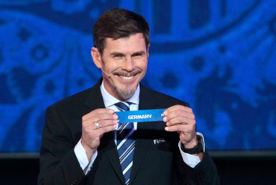 FILE - In this Saturday, Nov. 26, 2016 file photo, Zvonimir Boban, FIFA's Deputy Secretary General for Football, holds the lot of Germany during the draw for the soccer Confederations Cup 2017, in Kazan, Russia. FIFA presidential adviser Zvonimir Boban is returning to AC Milan as its chief football officer, it was announced Friday, June 14, 2019. Boban has been the deputy secretary general with responsibility for soccer issues. FIFA says he is leaving within days. (AP Photo/Ivan Sekretarev, file)