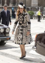 <p>The monochrome Burberry number Princess Beatrice wore to a service celebrating the Queen’s 90th birthday was compared to a ‘storm trooper’. <em>[Photo: Getty]</em> </p>