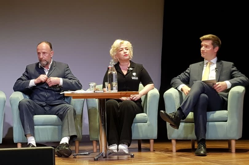 Robert Clarke, Kellie-Jay Keen and Nicholas Coombes at the hustings -Credit:Copyright Unknown