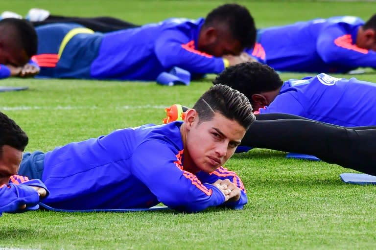 Colombia's star midfielder James Rodriguez is struggling with a calf strain ahead of their opening World Cup match against Japan in Saransk