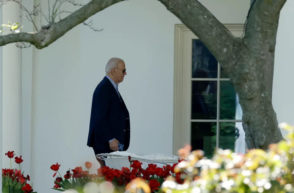 US president Joe Biden arrives at the White House in Washington, DC, on 13 April 2024 (AFP via Getty Images)