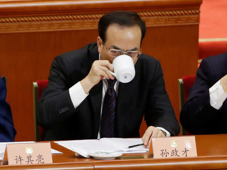 Chongqing Municipality Communist Party Secretary Sun Zhengcai attends the opening session of the Chinese People's Political Consultative Conference (CPPCC) at the Great Hall of the People in Beijing, China March 3, 2013. Picture taken March 3, 2013. REUTERS/Jason Lee