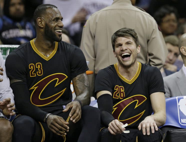 LeBron James taught Kyle Korver there's more time to rest in blowouts, too. (AP)