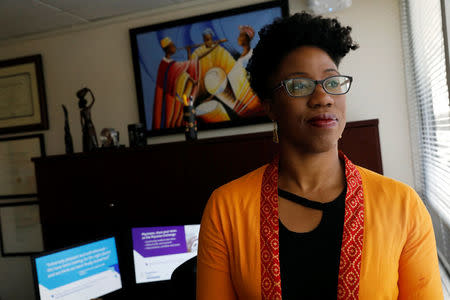 Doctor Omolara Uwemedimo, a pediatrician at Cohen's Children's Medical Center, poses at her office in New Hyde Park, New York, U.S., February 13, 2018. Picture taken February 13, 2018. REUTERS/Shannon Stapleton