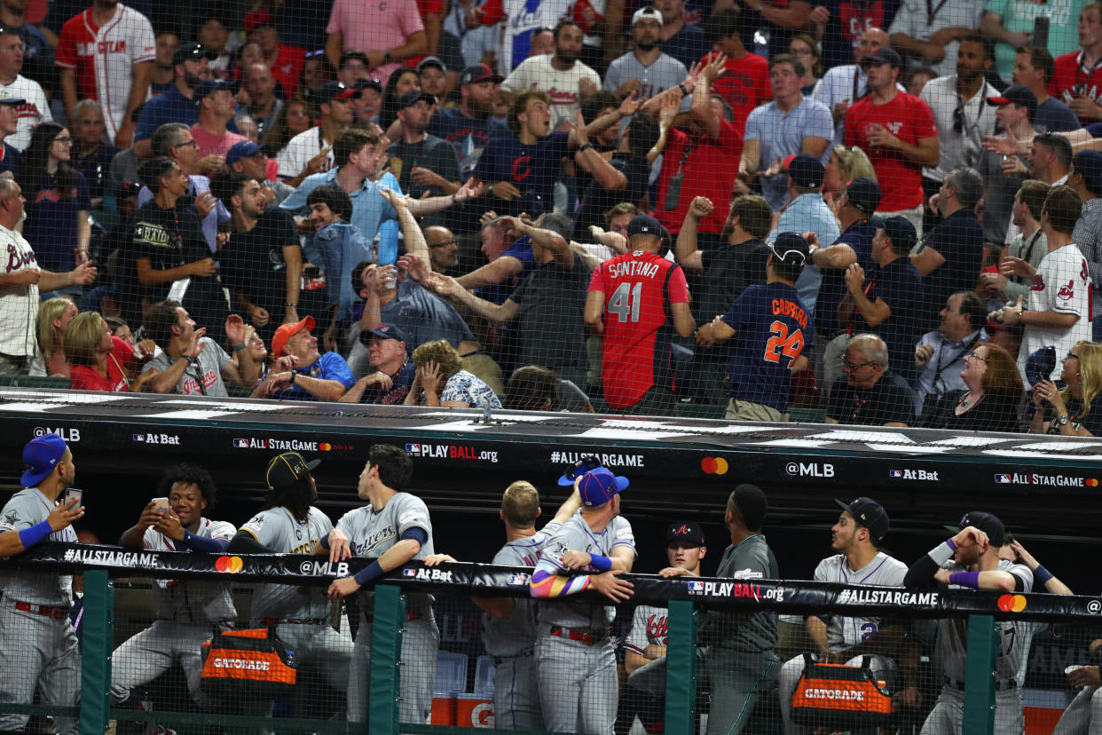 Netting that protects fans with infield seats in Cleveland does not expand beyond the dugouts. (Getty)