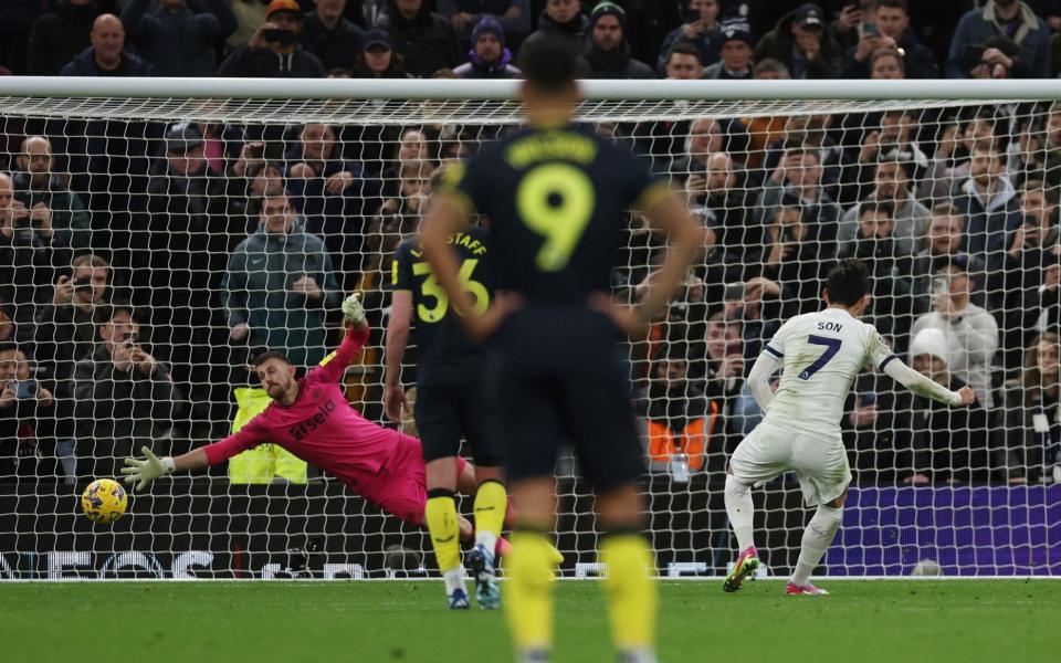 Tottenham Hotspur's Son Heung-min scores their fourth goal from the penalty spot