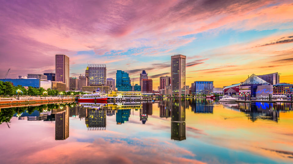 Baltimore, Maryland, USA skyline on the Inner Harbor.