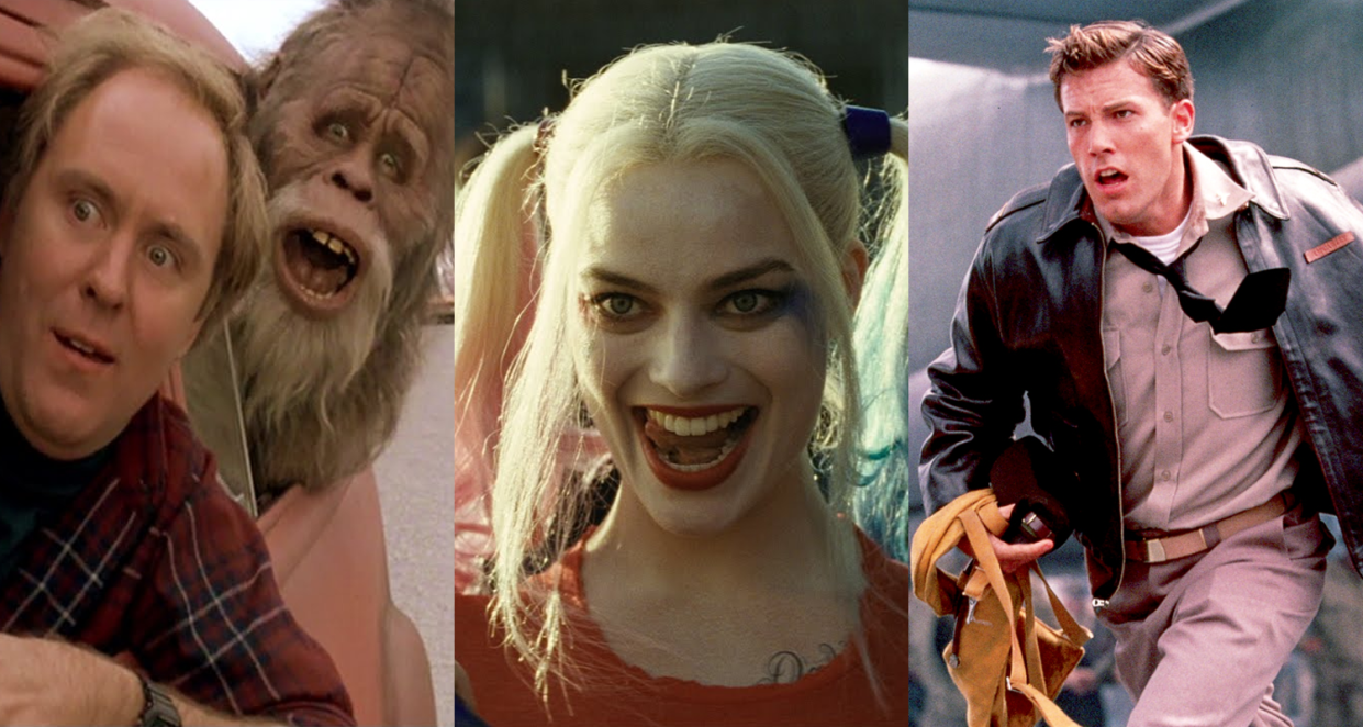 'Harry and the Hendersons', 'Suicide Squad' and 'Pearl Harbor' - three Oscar-winning movies. (Credits: Universal Pictures / Warner Bros / Buena Vista Pictures)