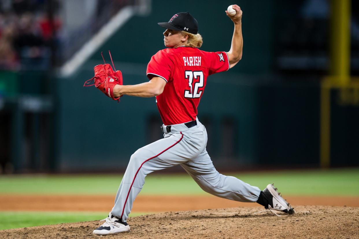 Texas Tech pitcher Trendan Parish began his college career as a closer in 2022 and worked for much of last season as a starter. Parish is one of a handful of Tech pitchers who were used about equally between starting and relief last season.