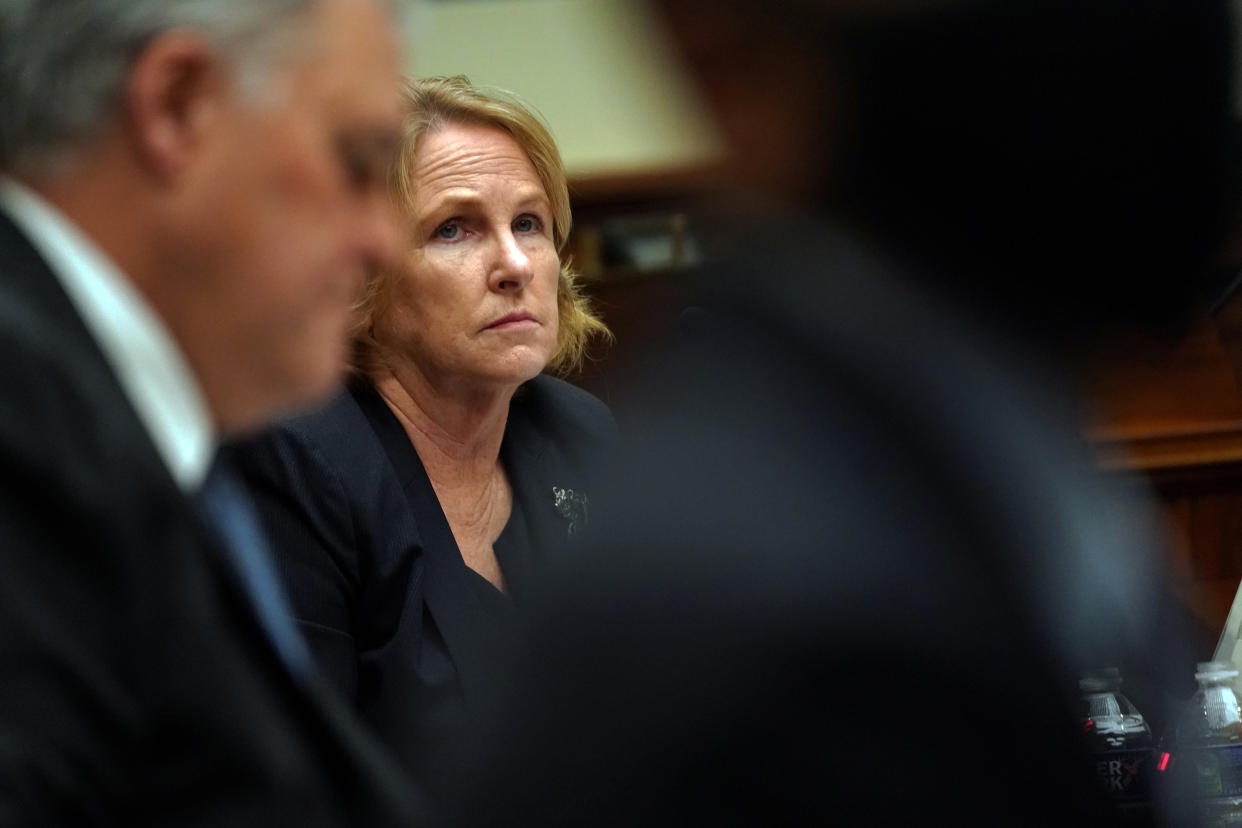 Erin M. Collins, National Taxpayer Advocate for the Taxpayer Advocate Service, appears with Charles P. Rettig, before the House Committee on Oversight and Reform to discuss the role of the Internal Revenue Service during the coronavirus disease (COVID-19) pandemic, in Washington, D.C., U.S., October 7, 2020. (Credit: Toni L. Sandys, Reuters)