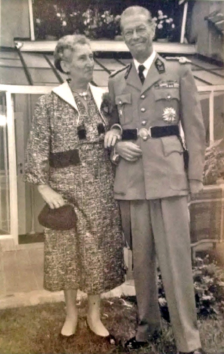 Christopher de Vinck's grandparents, Julie Kestens and Maj. Gen. Joseph Kestens, around 1960, in Brussels, Belgium.