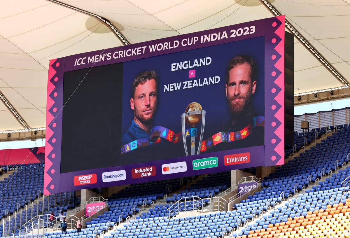 General view of the big screen inside the Narendra Modi stadium before the match on 5 October (REUTERS)