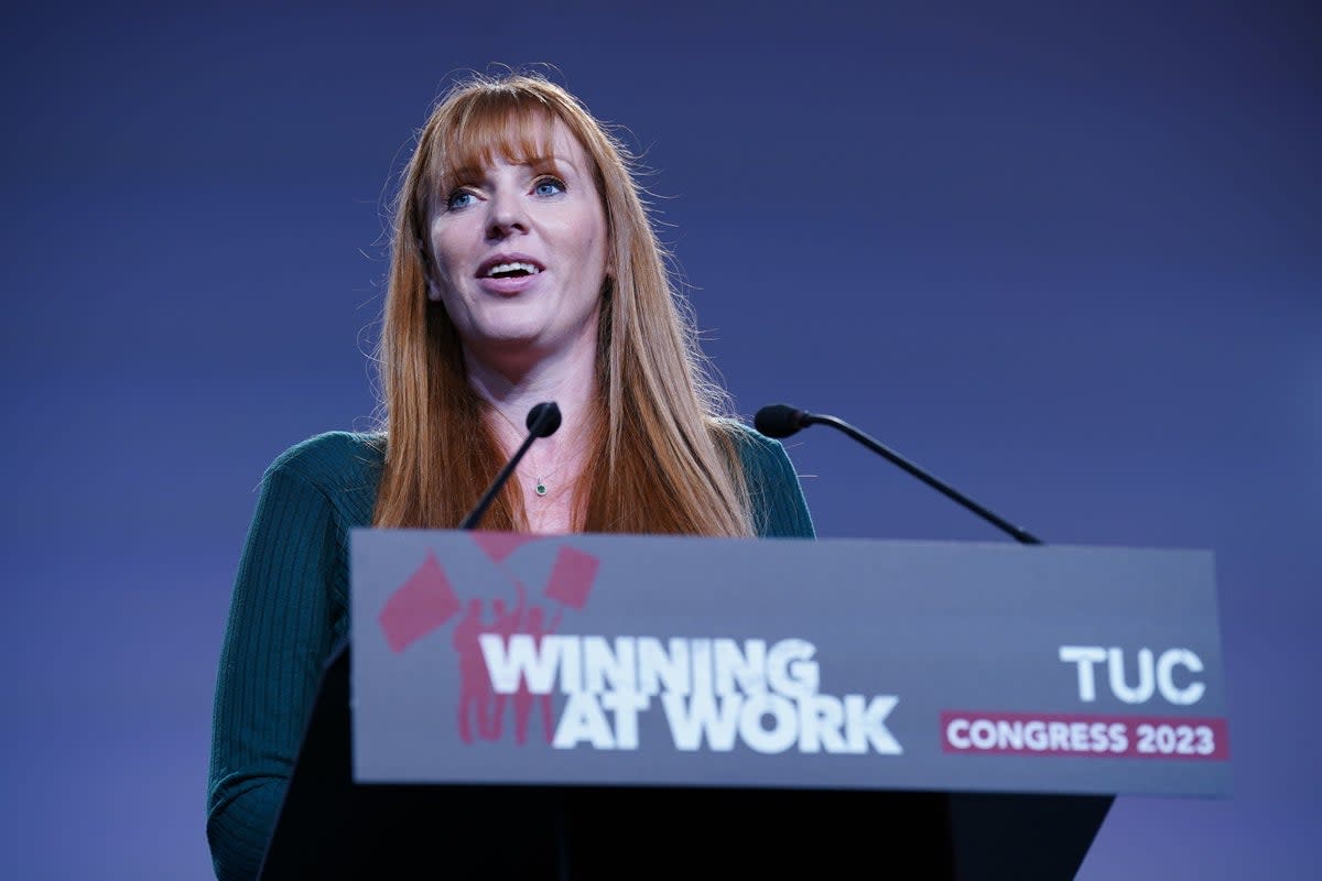 Deputy Labour Party leader Angela Rayner speaking at the TUC congress (PA)