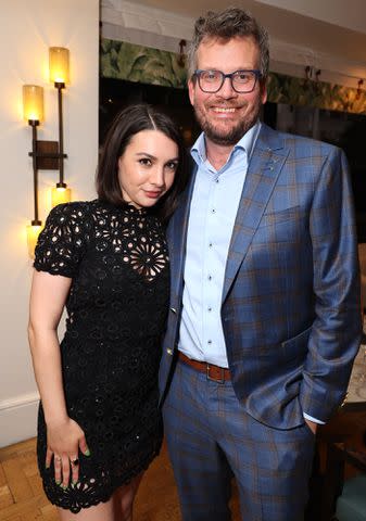 <p>Eric Charbonneau/Getty Images</p> Hannah Marks and John Green at the Los Angeles screening of the film.
